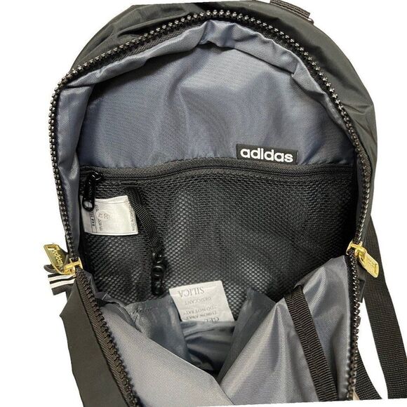 New Adidas Linear Mini Backpack in Black, White and Gold Classic Travel Everyday main image 9